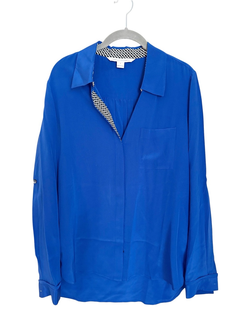 Diane Von Furstenberg Cobalt Blue Lorelei Two Button-Front Blouse